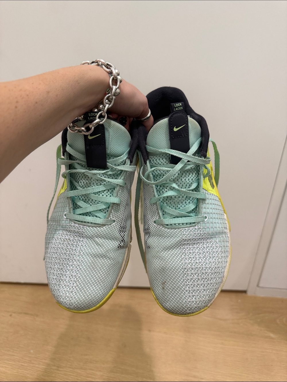 Nike Kids' Mint Green and Yellow Lace-Up Sneakers